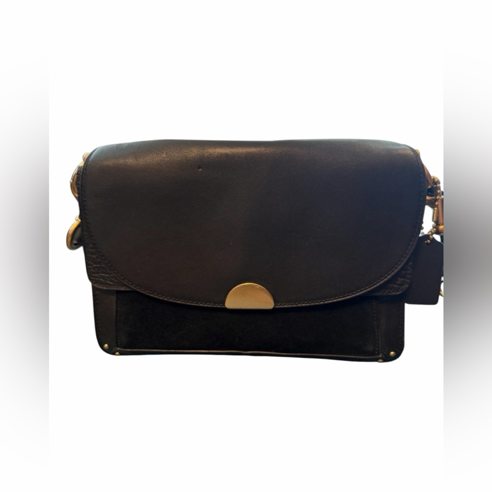 Coach Dreamer Shoulder Bag Black Leather Crossbody with Gold Accent